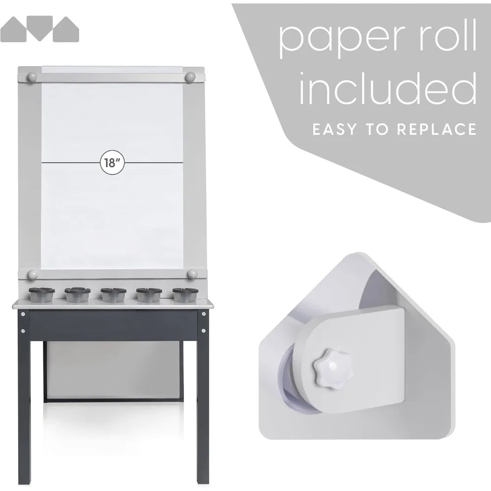 High-concerned Kids Art Table And Chair Set 2-in-1 Easel