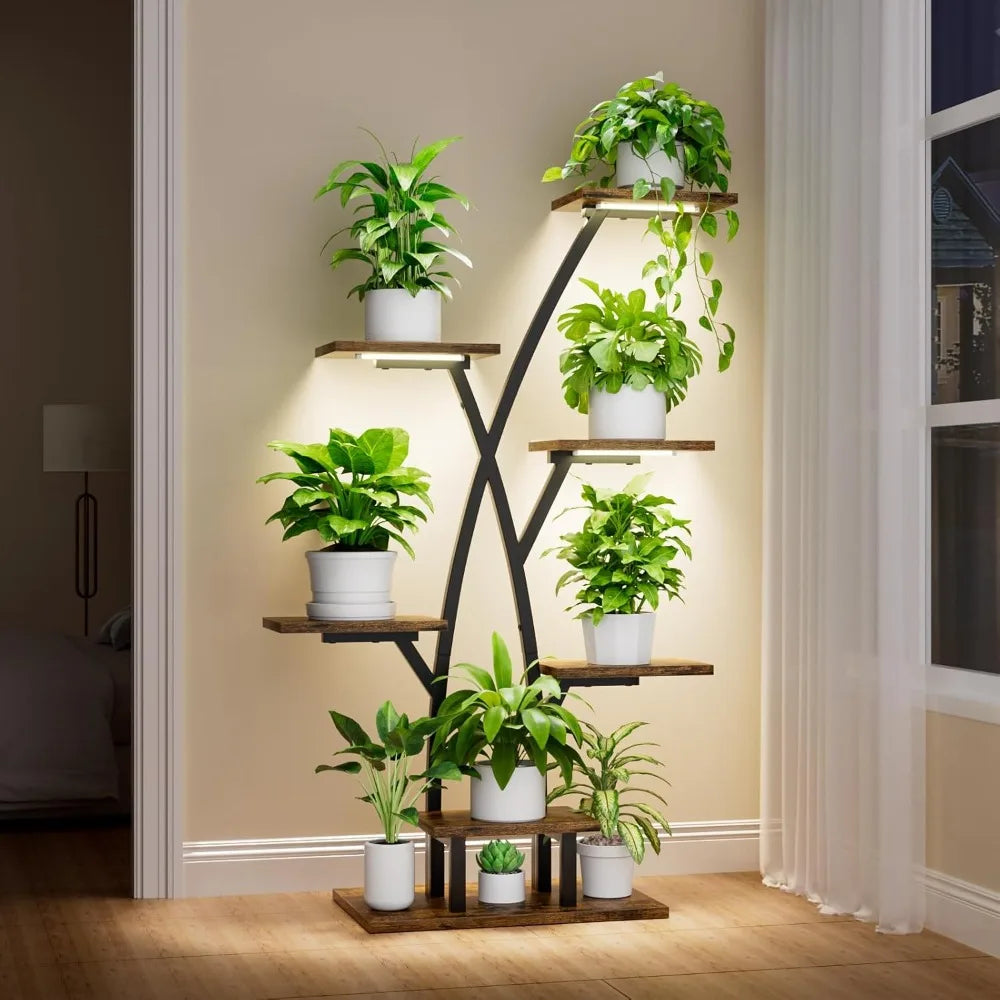 Plant Stand With Grow Lights 7 Tier Corner Shelf For Indoor Plants And Patio Display Rack