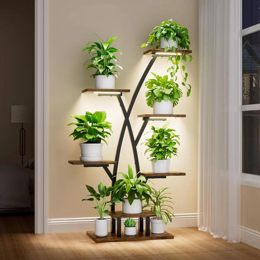 Plant Stand With Grow Lights 7 Tier Corner Shelf For Indoor Plants And Patio Display Rack