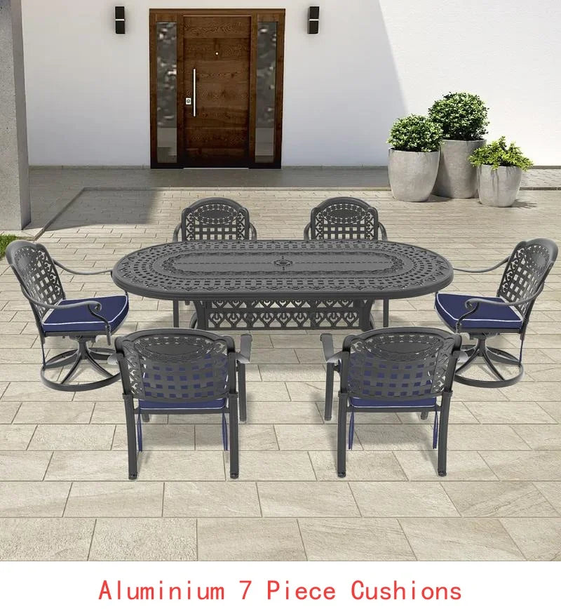 General Use WeatherResistantDurable 9Piece CastAluminum OutdoorPatio Furniture Set Collection
