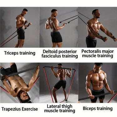 Resistance Bands Set 250lbs With Door Anchor Handles Ankle Straps Carry Bag