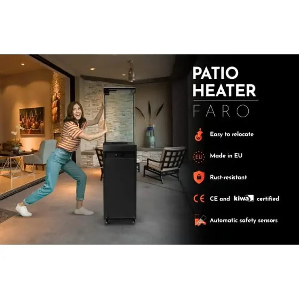 XMSJ Outdoor Propane Fire Column Heater 41K BTU with Regulator and Wheels Smokeless 360 Degree Flame Patio Fireplace