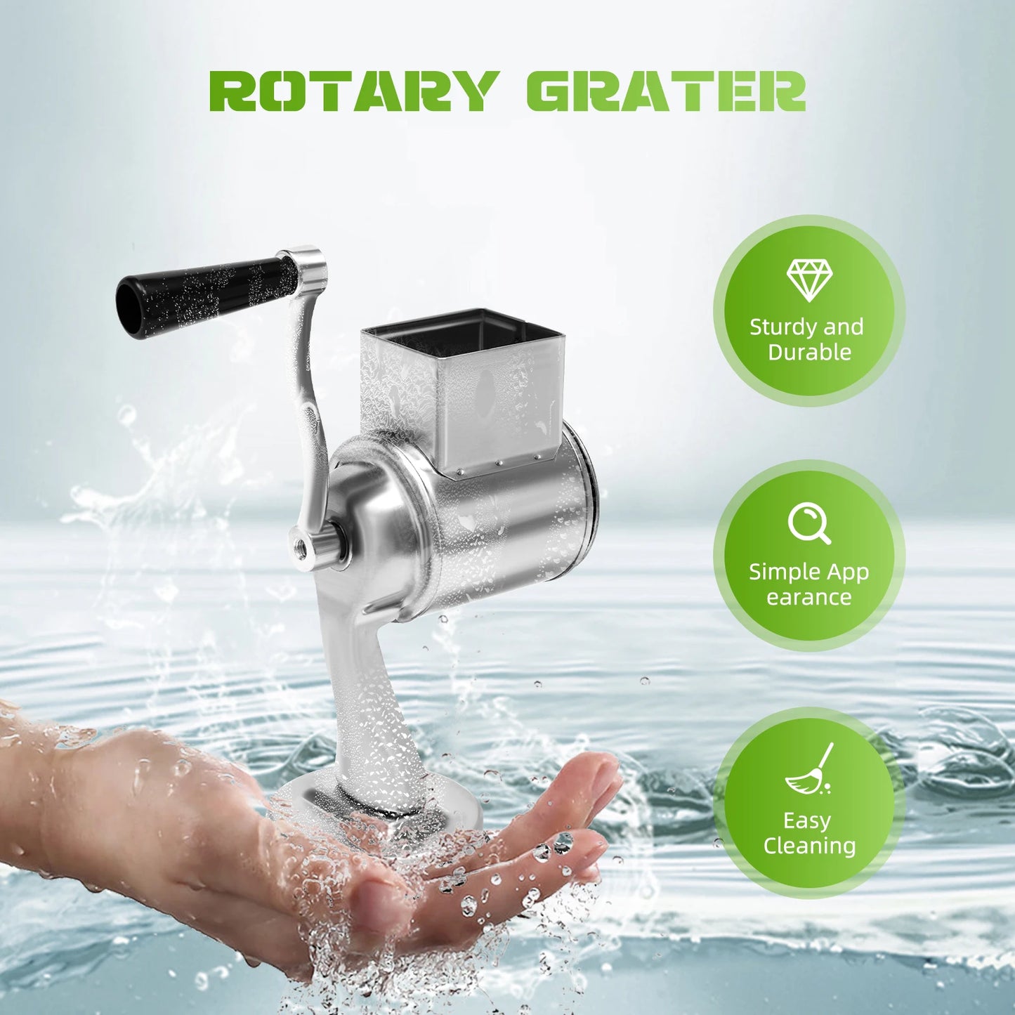 Fruit And Vegetable Tools Stainless Rotary Grater Set InterchangeableDrumsKit System