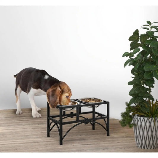 Double Stainless Steel Elevated Pet Feeding Station