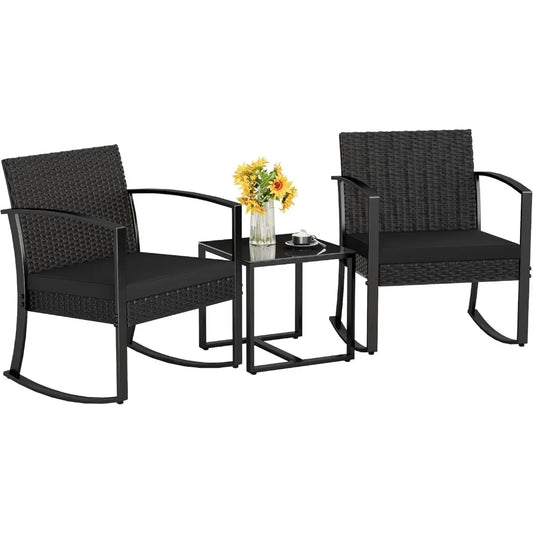 Durable Weatherproofed Resin Outdoor Patio Bistro Set ThreePiece Cushioned Chairs