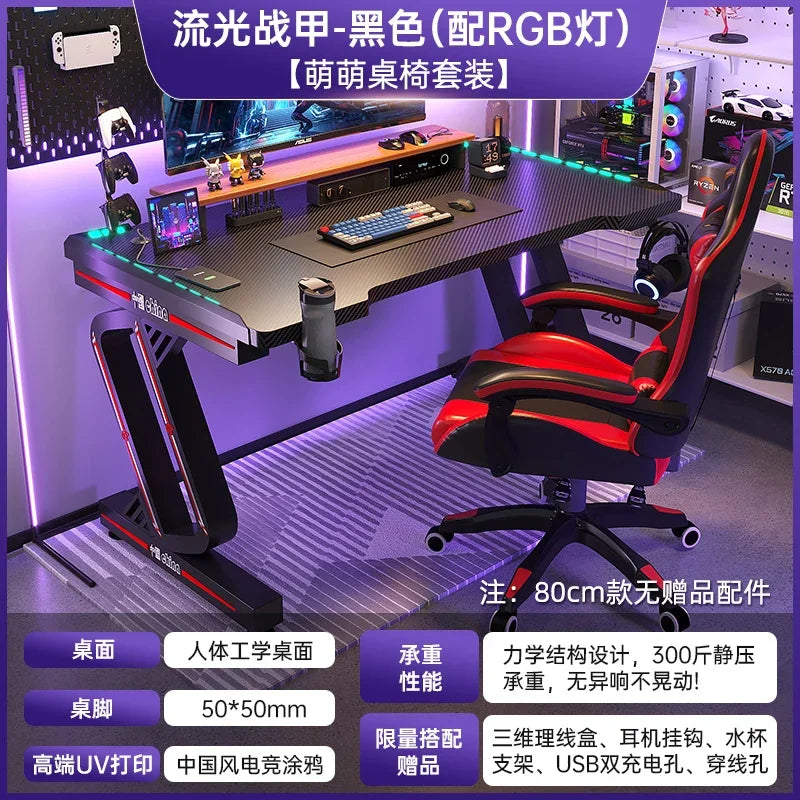 PremiumLED RGB Gaming Workstation With Premium Ergonomic Durable Steel OfficeEnvironment