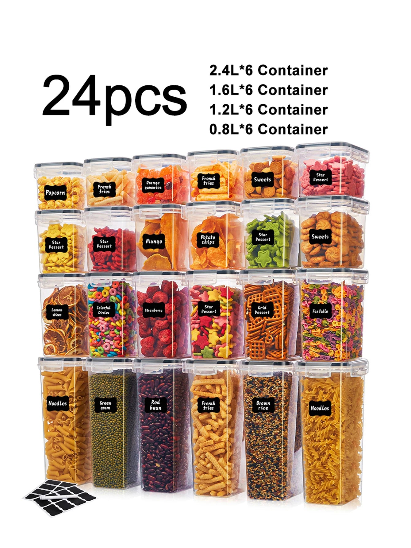 24 Piece Airtight Food Storage Containers With Lids For Pantry
