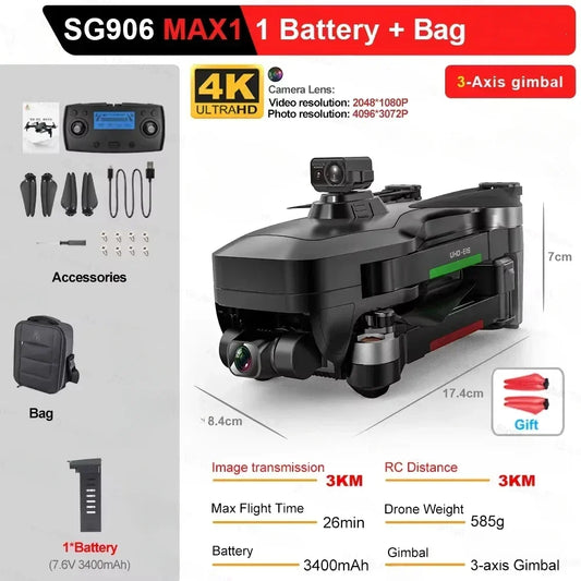 ISHOWTIENDA ZLL SG906 MAX1 Professional FPV 4K Drone With 3 Axis Gimbal GPS Obstacle Avoidance