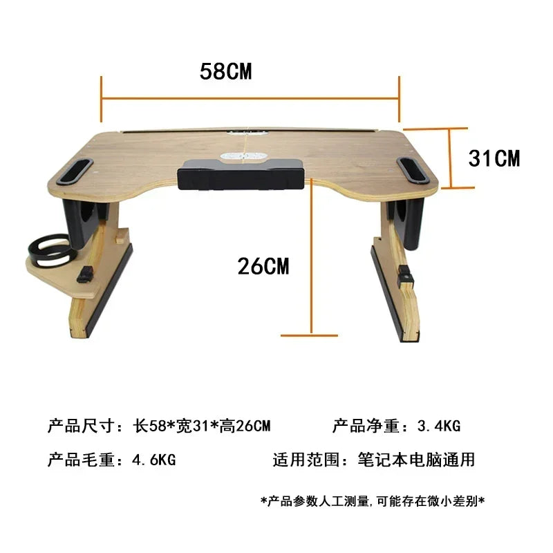 Folded Wooden Laptop Desk Bed Tray With Adjustable Angles Portable Notebook Table