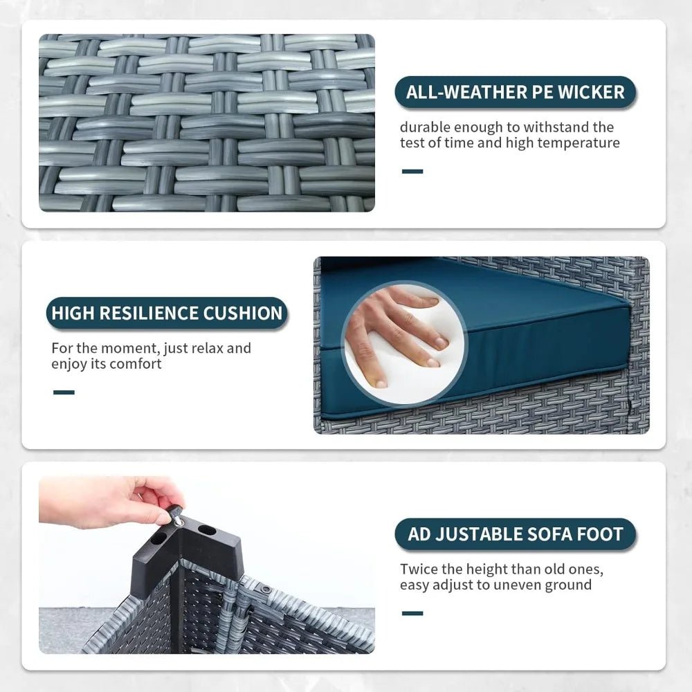 Angduo 6-Piece Wicker Outdoor Patio Furniture Set Weatherproof Conversation Table