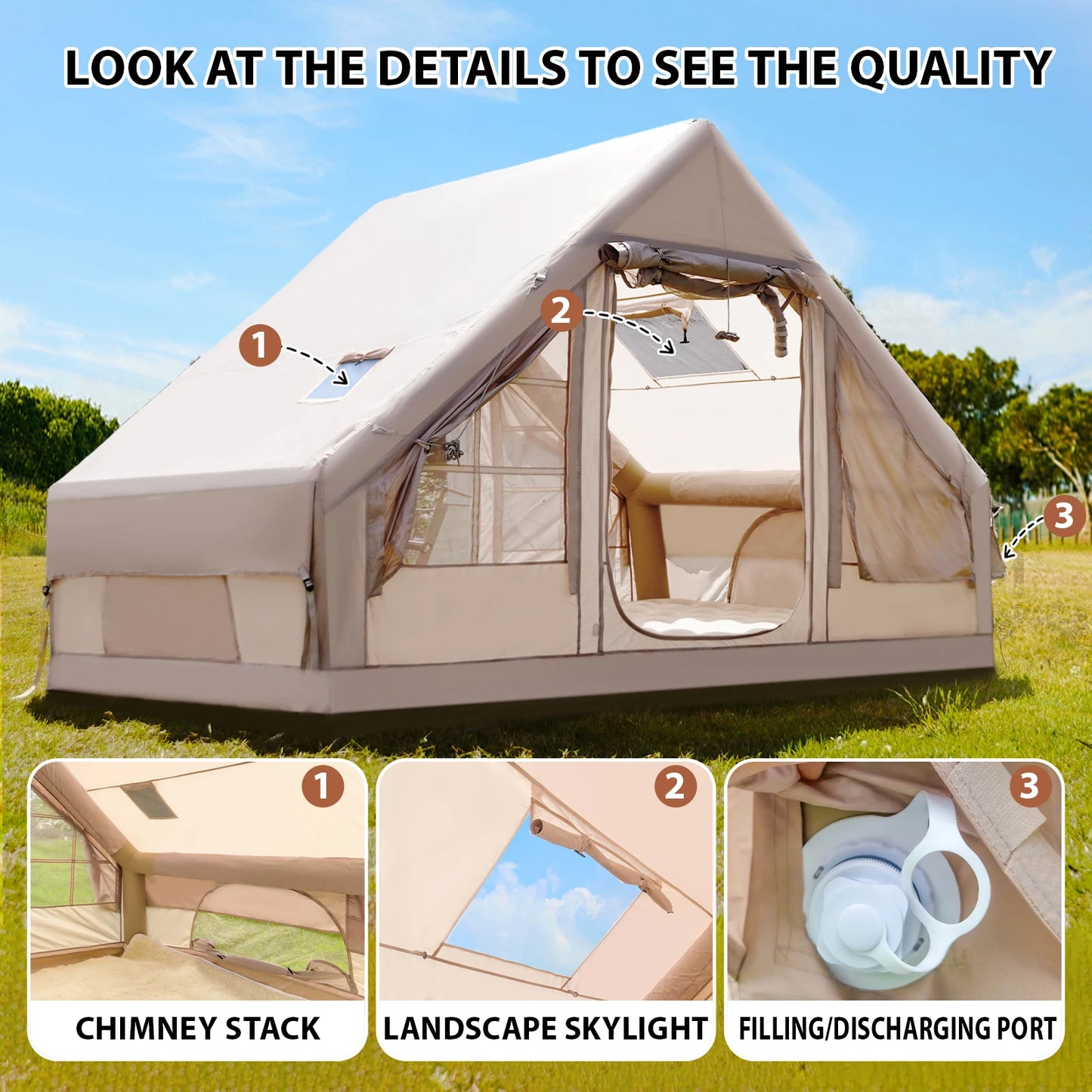 Folded Premium UltraDurable Inflatable Camping Tent Using Pump For Weatherproofing