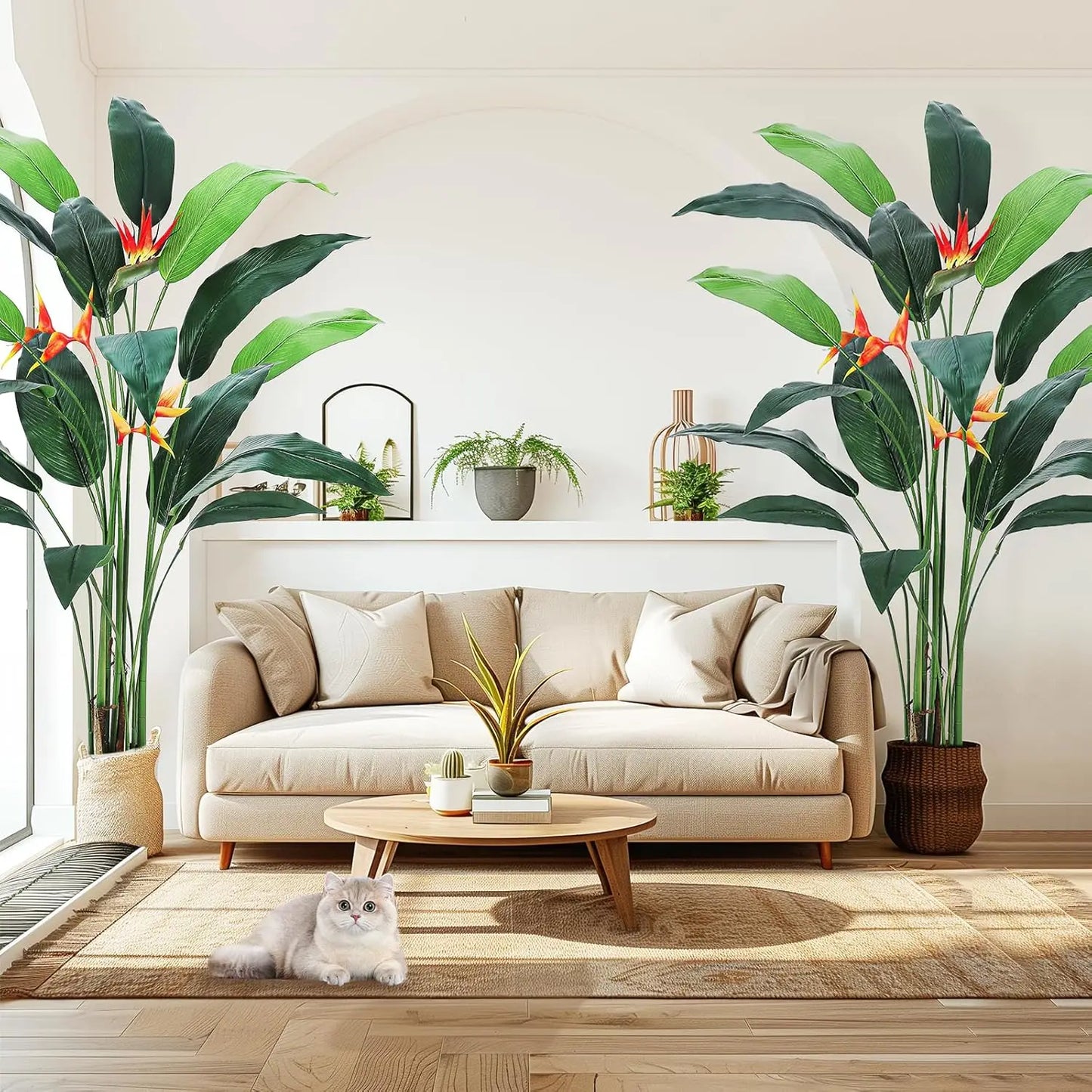 StudysetCN Artificial Bird Of Paradise Plant Faux Palm Tree For Indoor Outdoor Decor