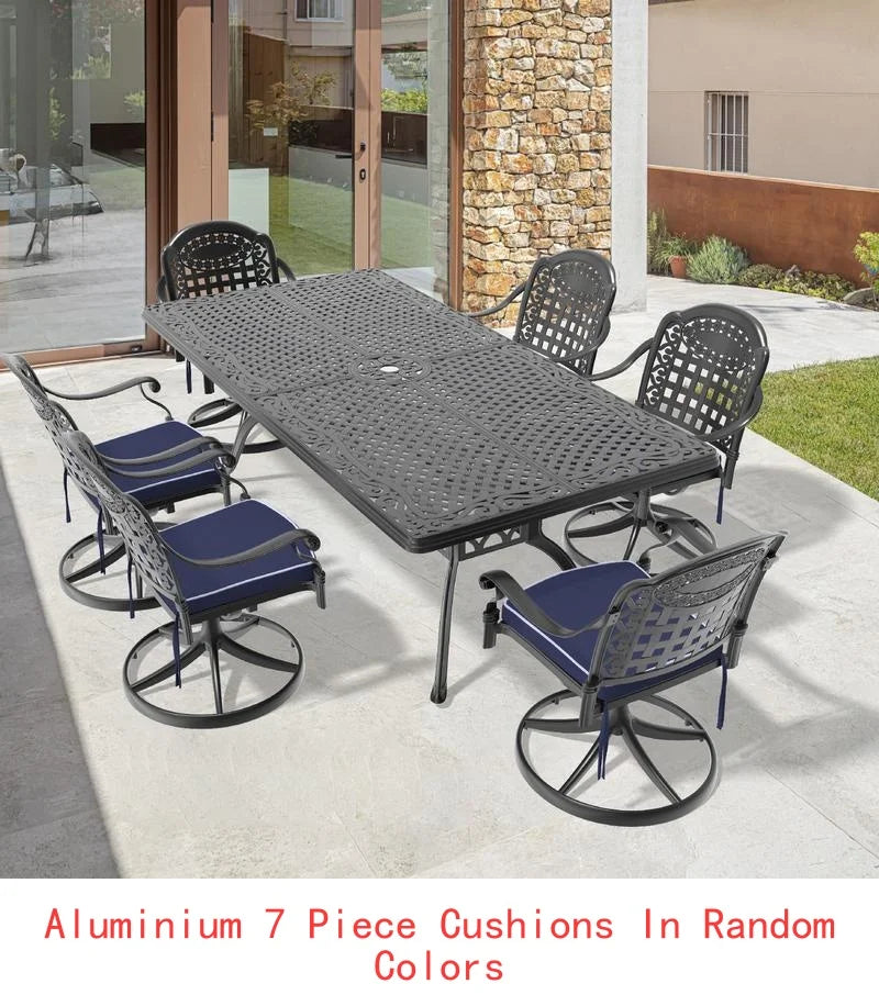 General Outdoor 7-Piece Cast Aluminum Dining Set With Swivel Chairs