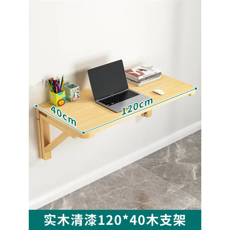 FoldedSolidWoodSpaceSavingFoldingWallDeskForLaptopAndStudentStudyUnitProPremiumEdition