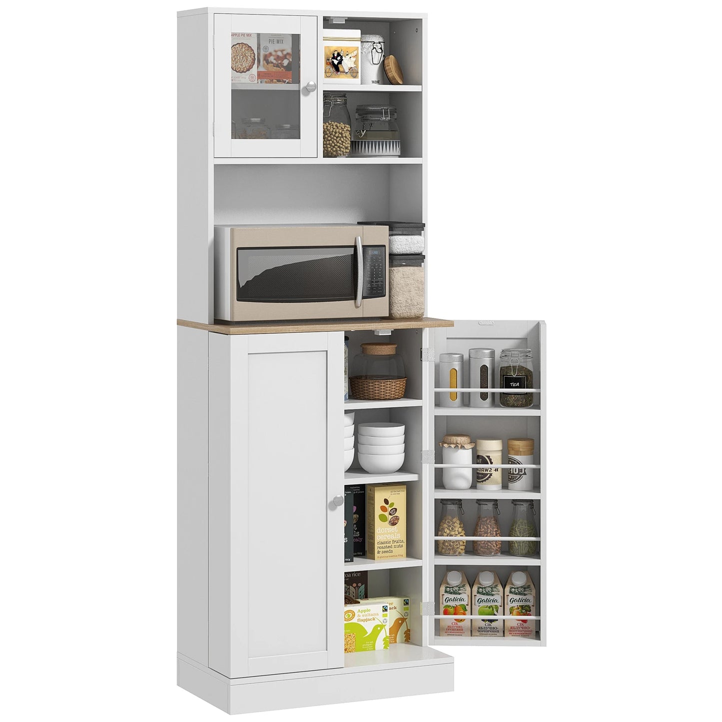 HOMCOM Kitchen Pantry Storage Cabinet With Microwave Stand For Efficient Kitchen Organization