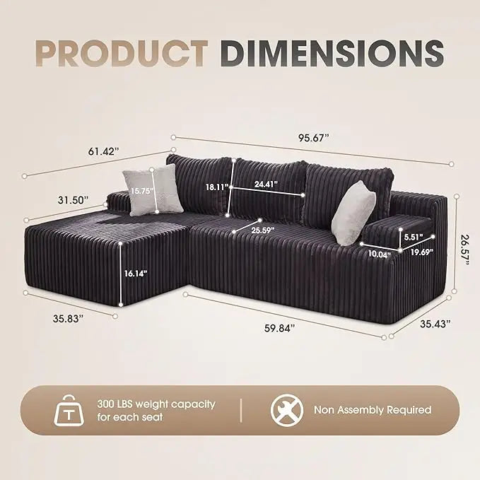 HUANZHUANG Modular L Shaped Sectional Sofa With Memory Foam