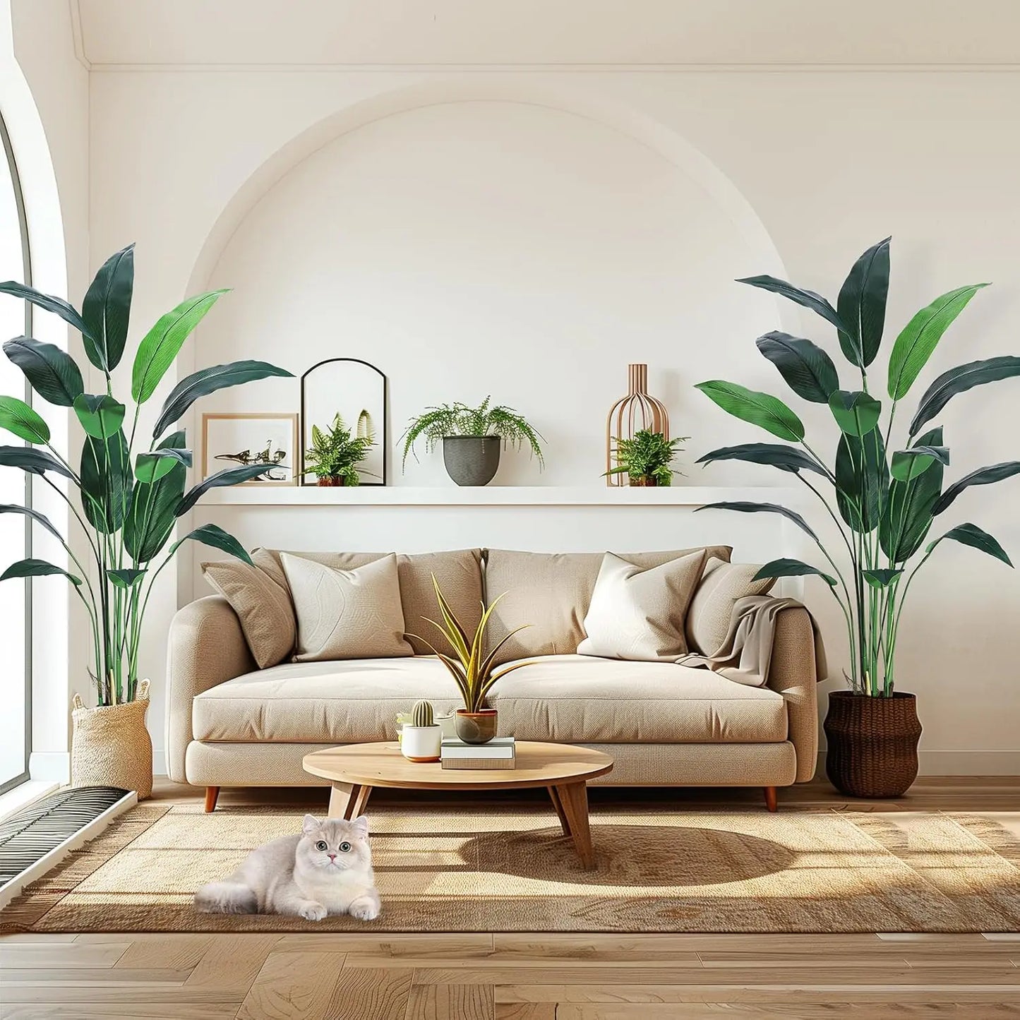 StudysetCN Artificial Bird Of Paradise Plant Faux Palm Tree For Indoor Outdoor Decor