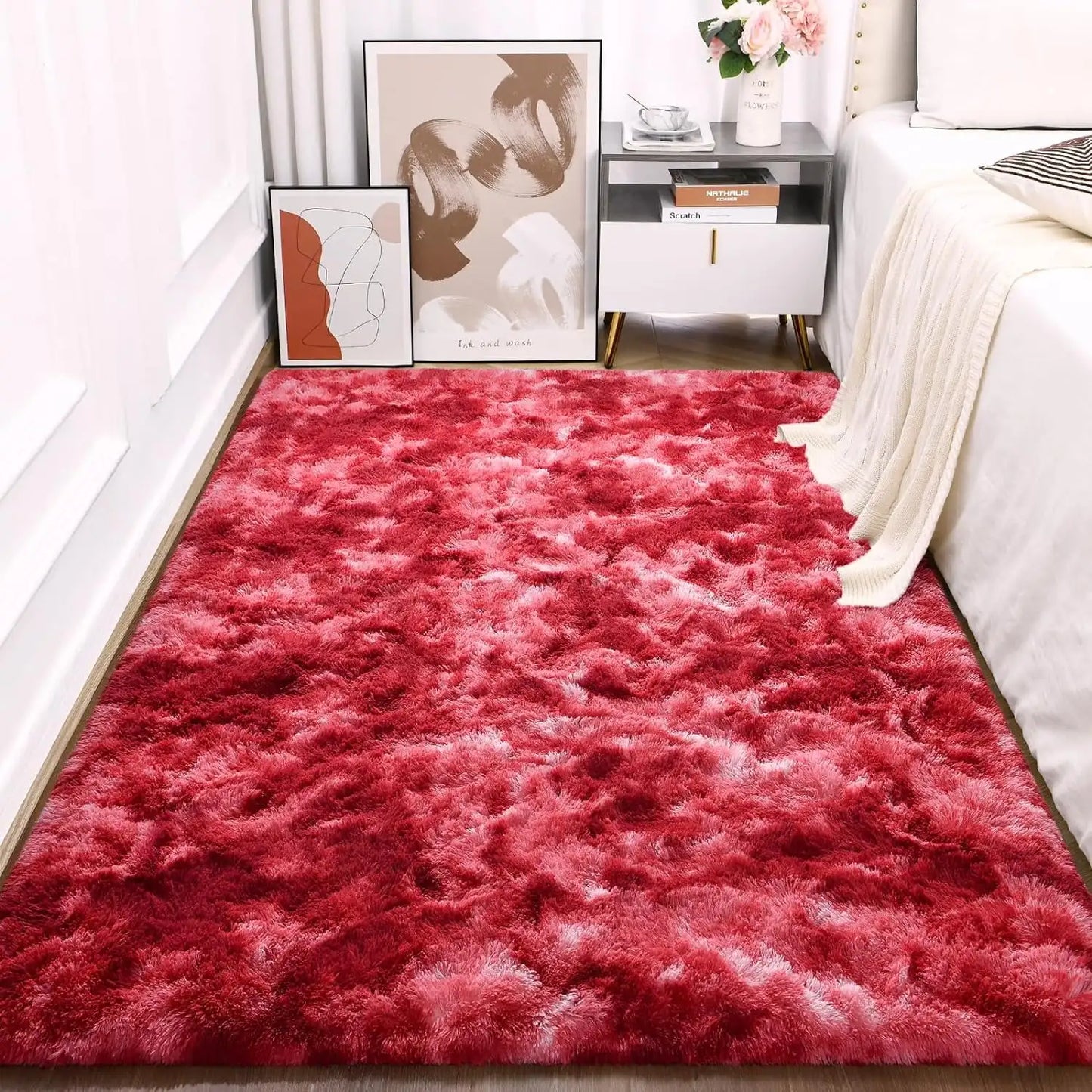 Lochas Super Soft Plush Tie Dye Velvet Rug For Living Room Bedroom Home Decor Kids Room