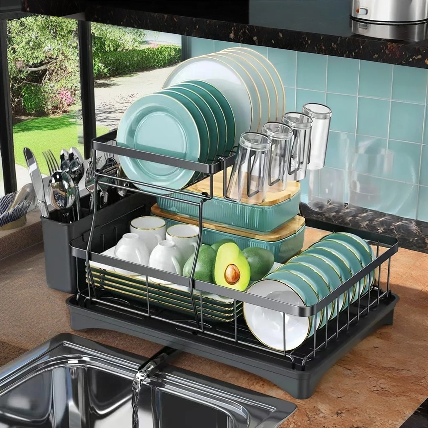 Hign-concerned Ultra TwoTier DishDryingRack For KitchenCountertop Removable LargeCapacity