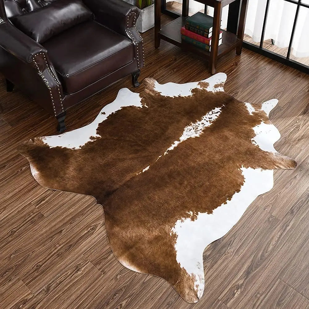 NOAHAS Faux Fur Cow Hide Rug Carpet for Bedroom Living Room Western Style Decorative