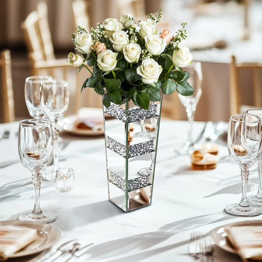 Function CrushedDiamondMirroredExtravagant FloorVase Glass PampasGrass Decor Presentation