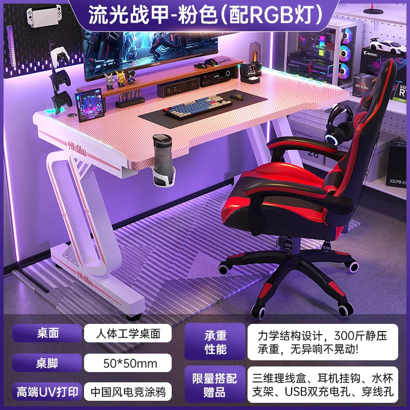 PremiumLED RGB Gaming Workstation With Premium Ergonomic Durable Steel OfficeEnvironment