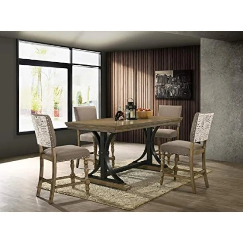 Birmingham 5 Piece Counter Height Dining Set With Nail Head Chairs Driftwood Finish For Kitchen