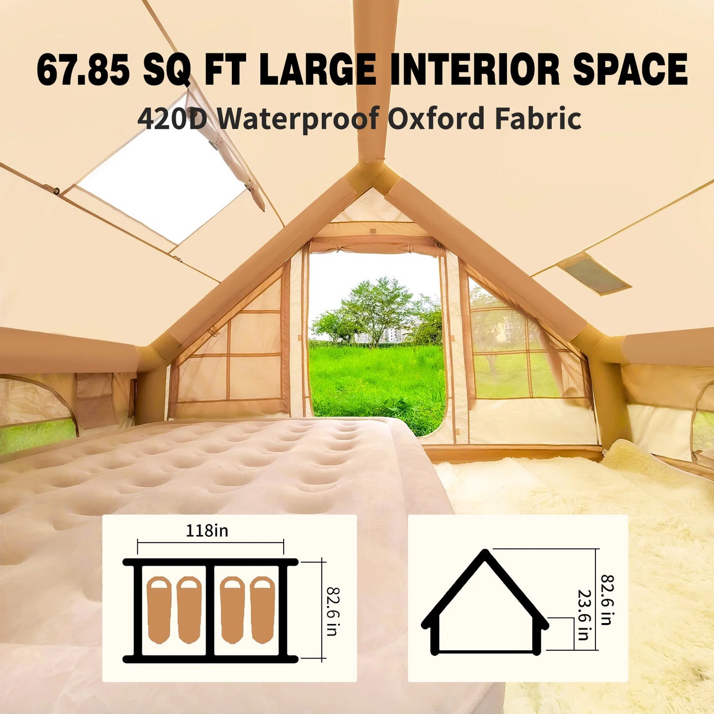 Folded Premium UltraDurable Inflatable Camping Tent Using Pump For Weatherproofing