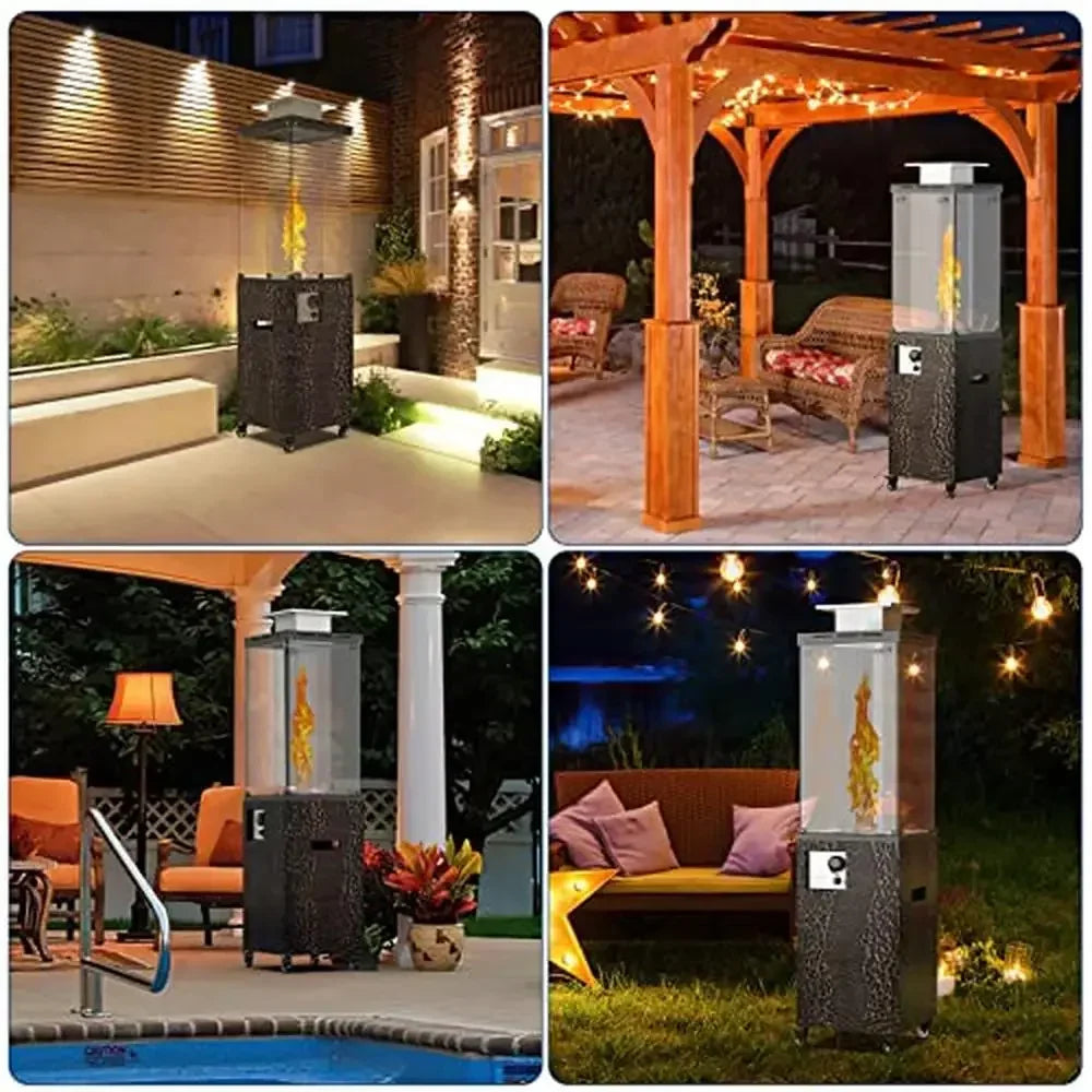 XMSJ 41000 BTU Outdoor Patio Heater Propane With Wheels Glass Hood Weather Cover