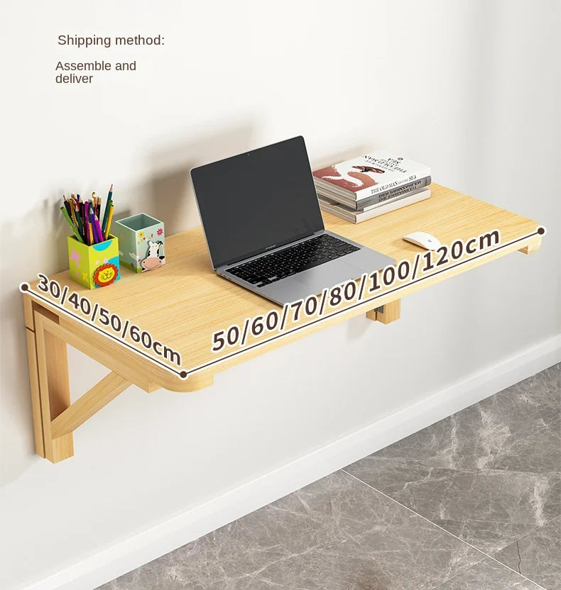 FoldedSolidWoodSpaceSavingFoldingWallDeskForLaptopAndStudentStudyUnitProPremiumEdition