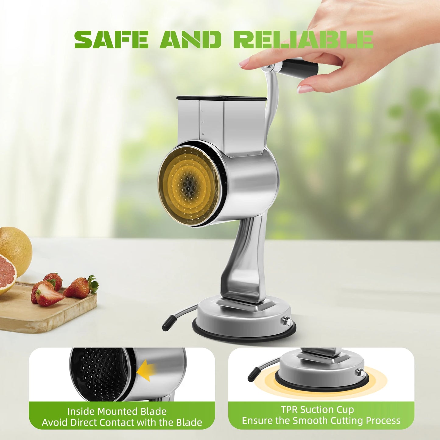 Fruit And Vegetable Tools Stainless Rotary Grater Set InterchangeableDrumsKit System