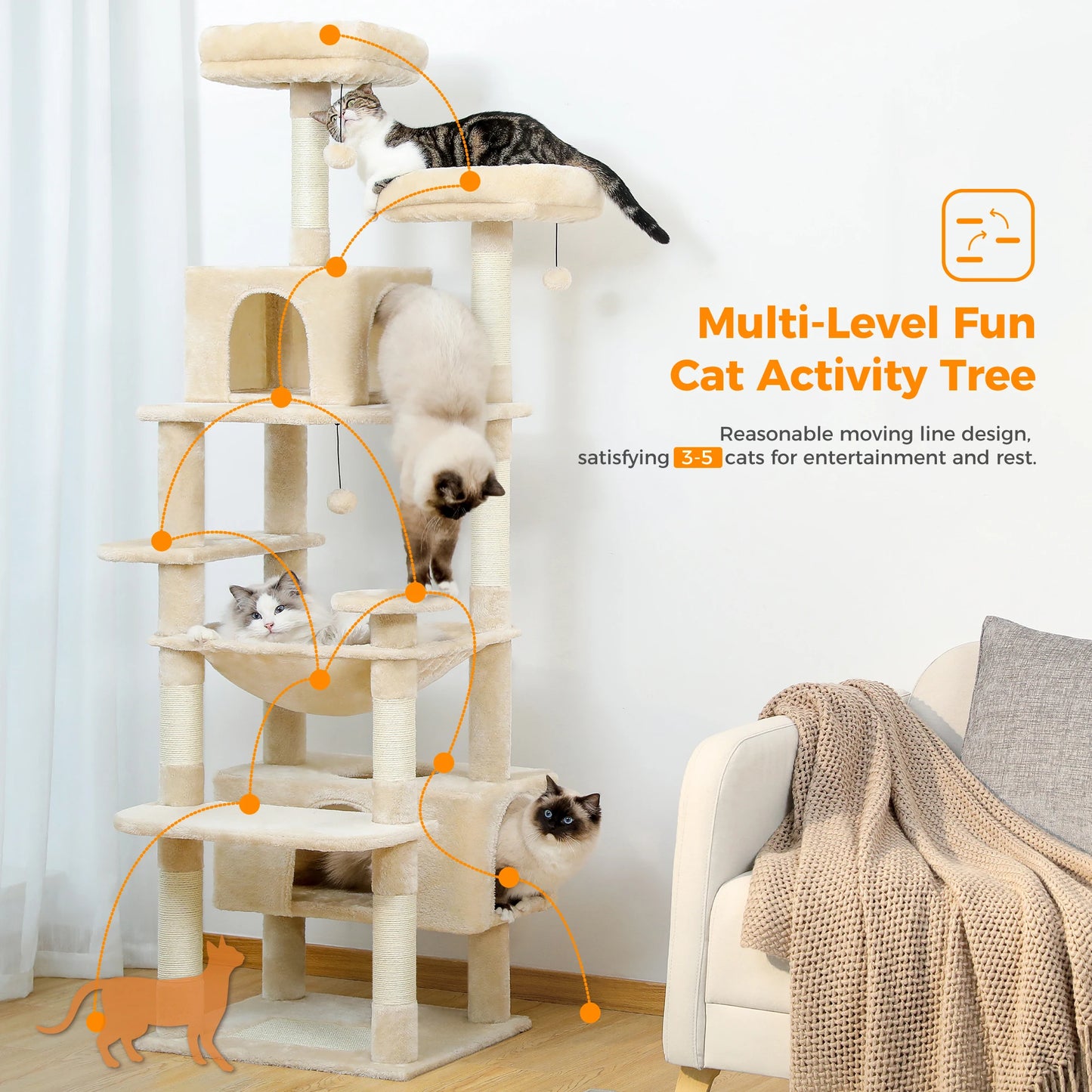 PAWZ Road Cat Tree Tower For Indoor Cats Sisal Posts