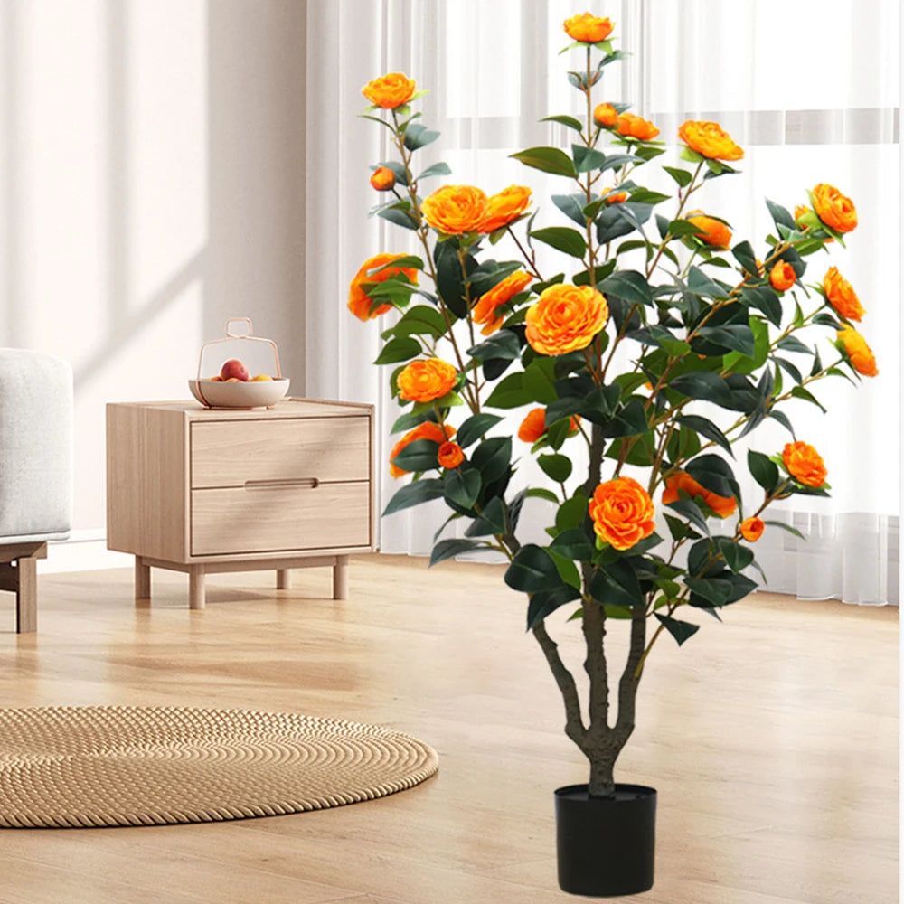 CN Guangdong Camellia Artificial Plant With Planter 28 Flowers