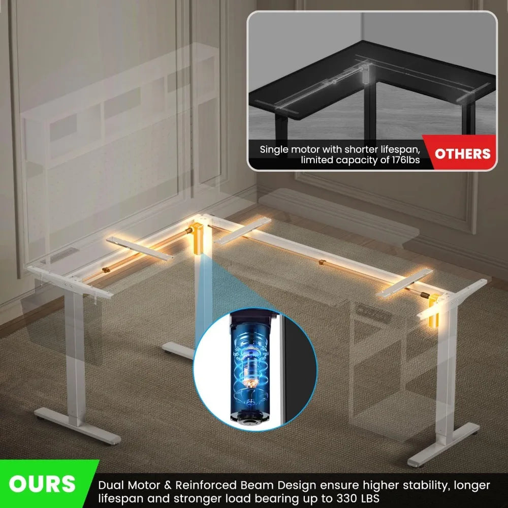 ZHUXIANG Electric LShaped Standing Ergonomically Adjustable With USB HubPro DeskPro