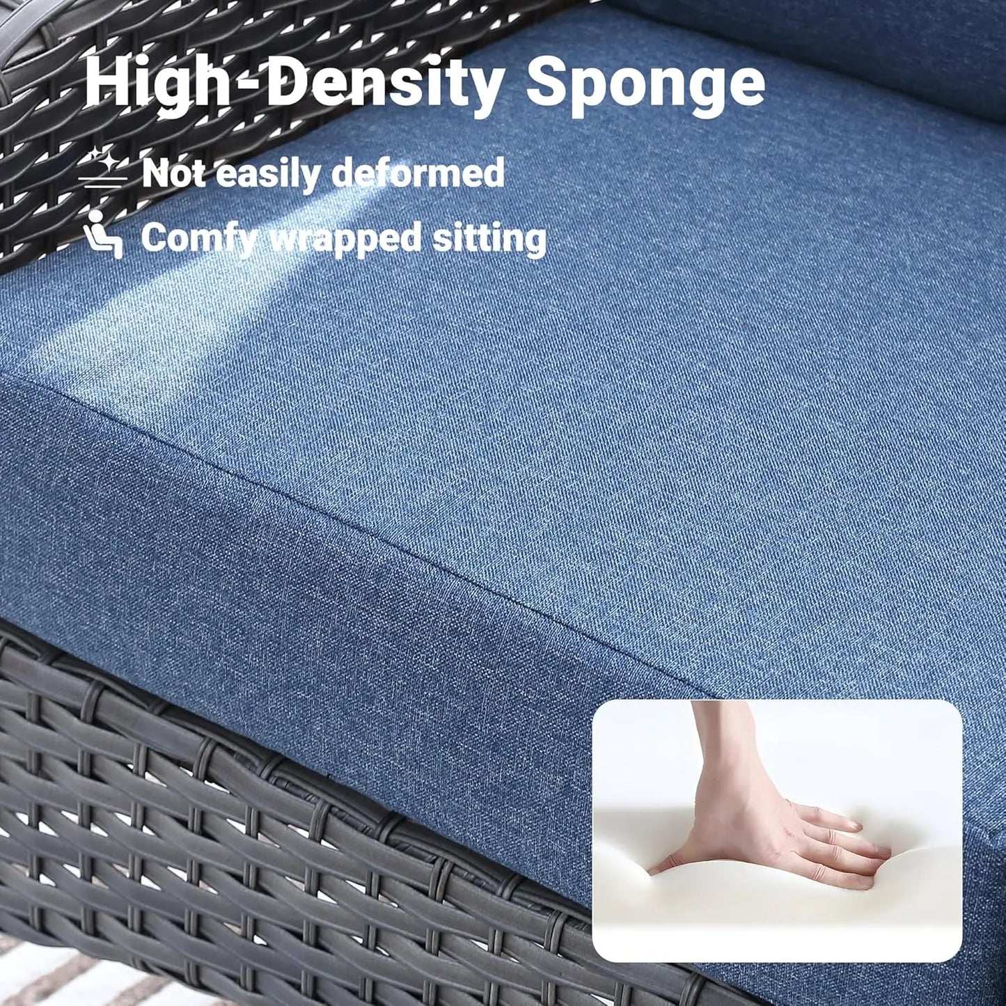 Folded Outdoor Fire Pit Patio Set With Weatherproof Rattan ErgonomicChairsWithPaddedCushions