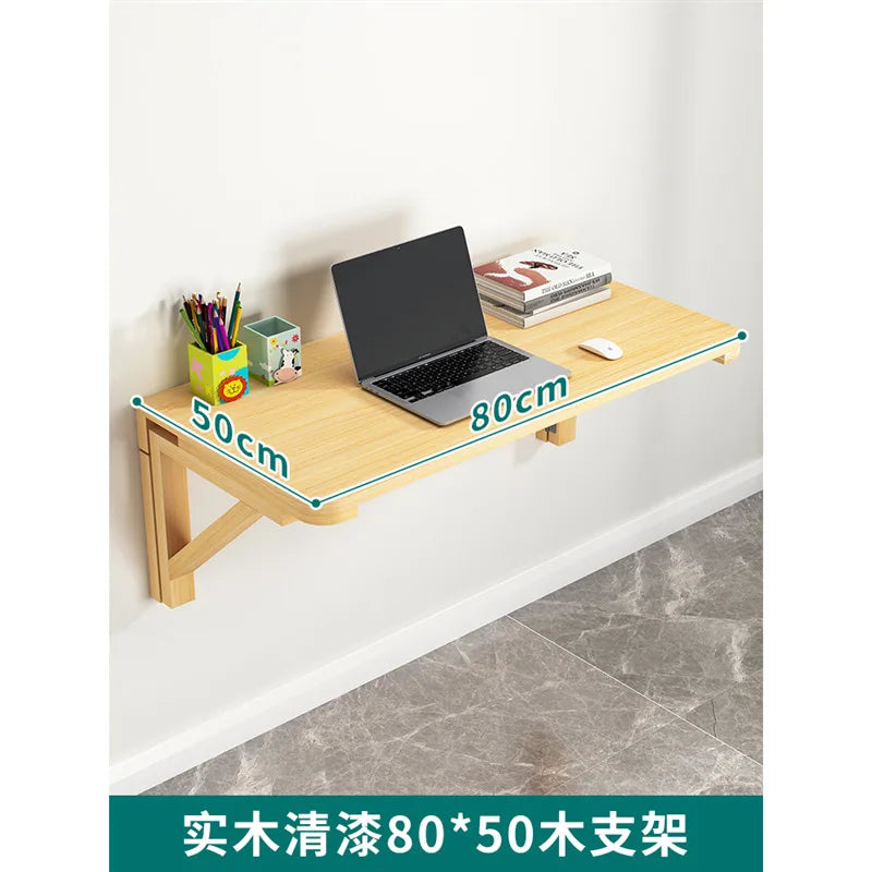 FoldedSolidWoodSpaceSavingFoldingWallDeskForLaptopAndStudentStudyUnitProPremiumEdition