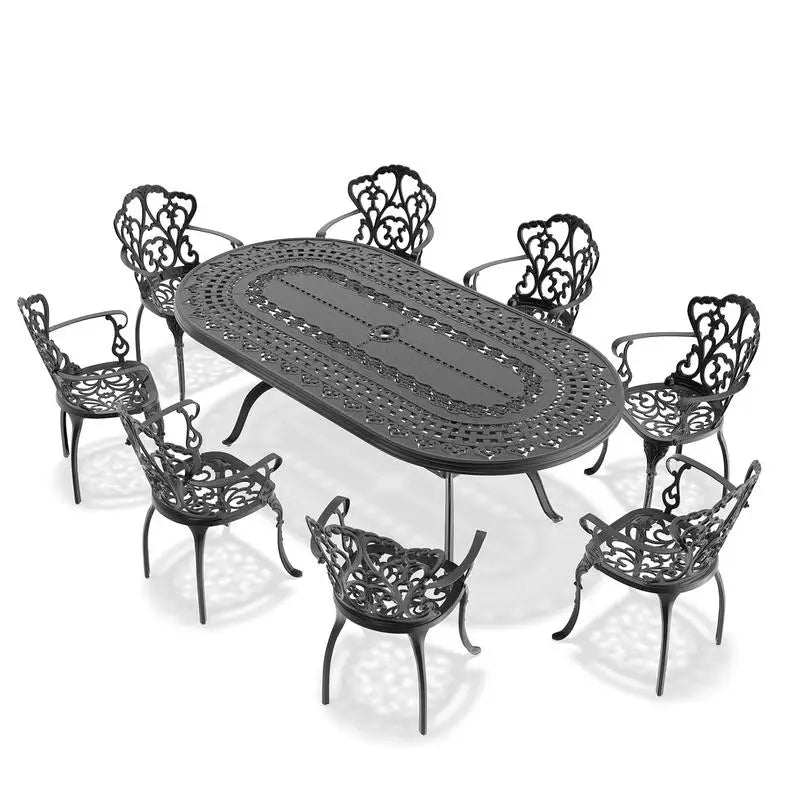 General Use WeatherResistantDurable 9Piece CastAluminum OutdoorPatio Furniture Set Collection