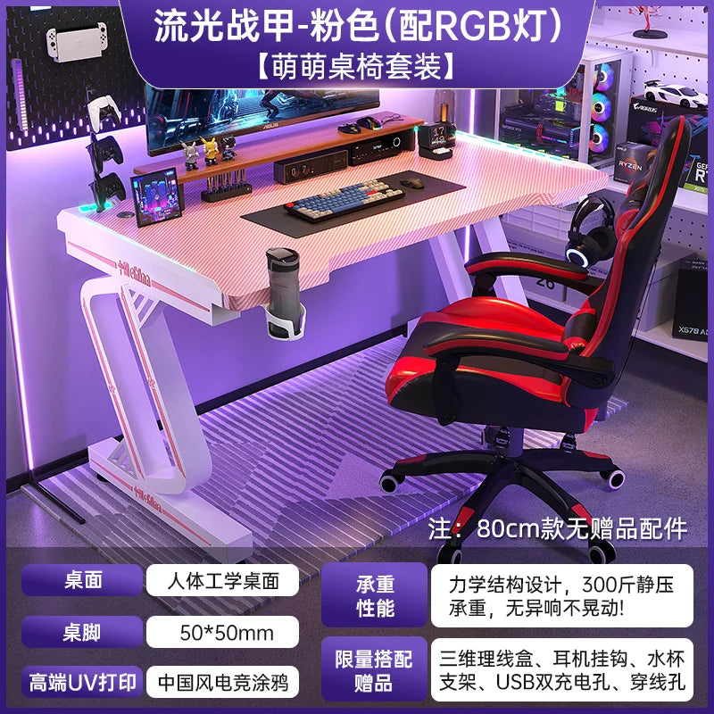 PremiumLED RGB Gaming Workstation With Premium Ergonomic Durable Steel OfficeEnvironment