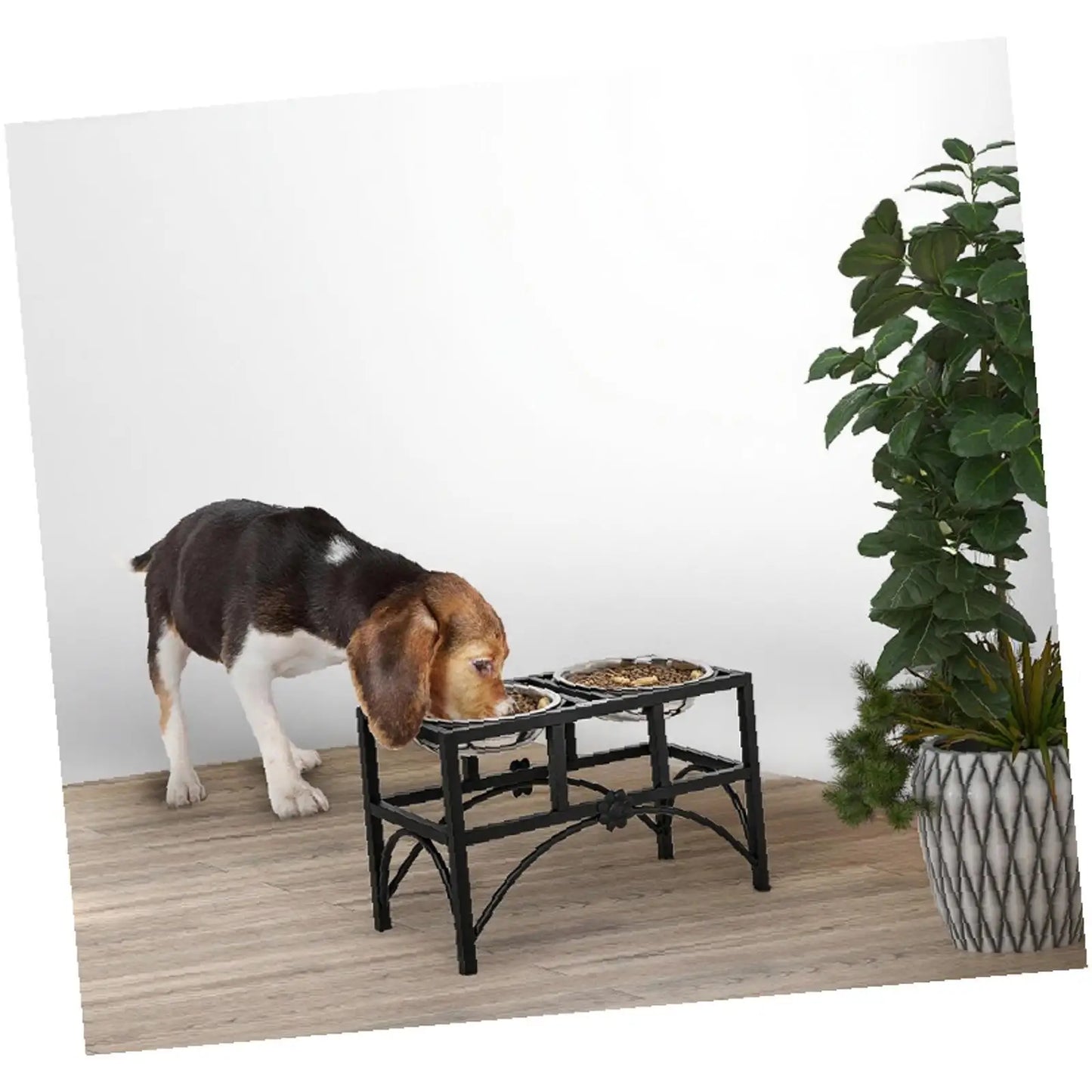 Double Stainless Steel Elevated Pet Feeding Station