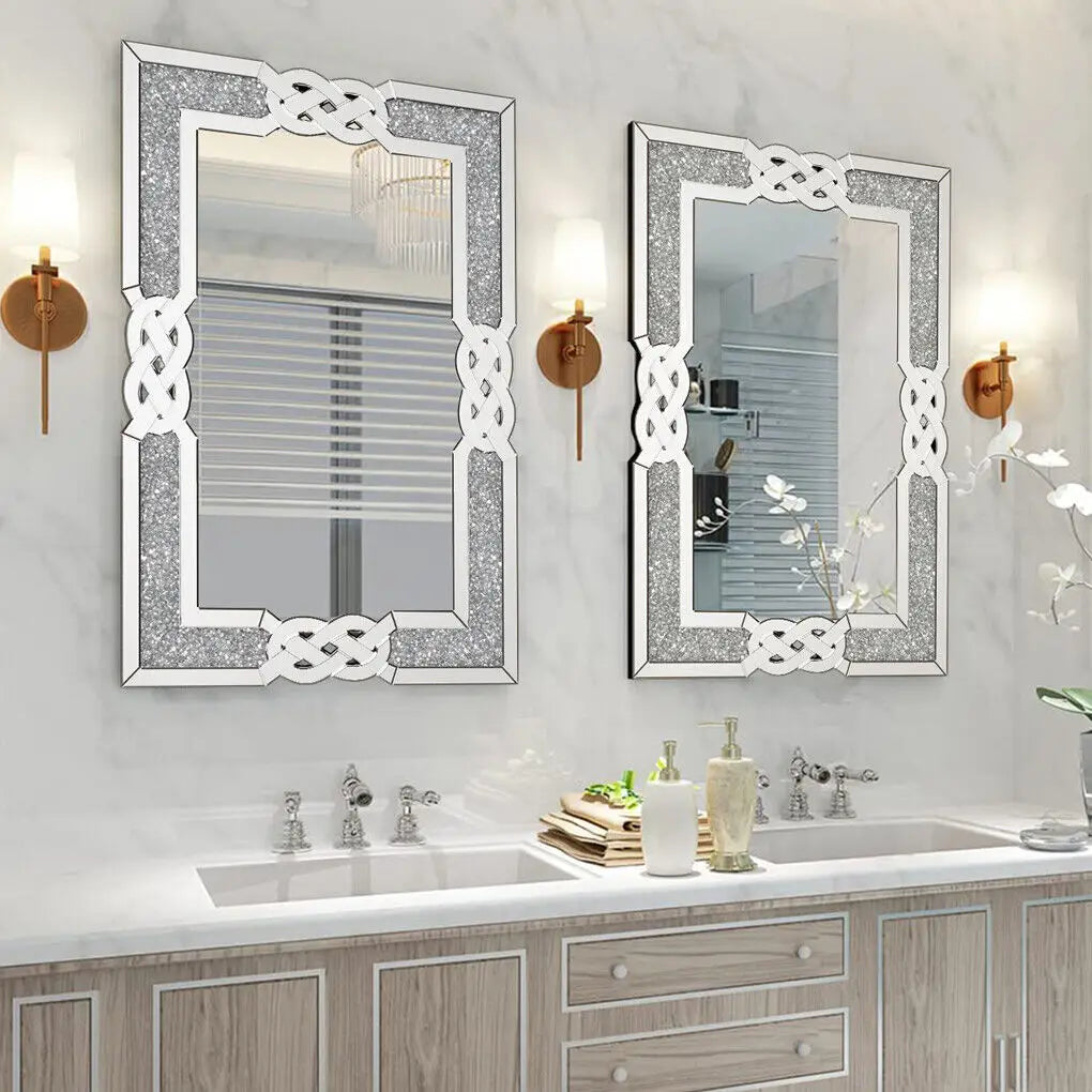 LUVODI Crush Diamonds Inlay Wall Mirror Decorative For Living Rooms