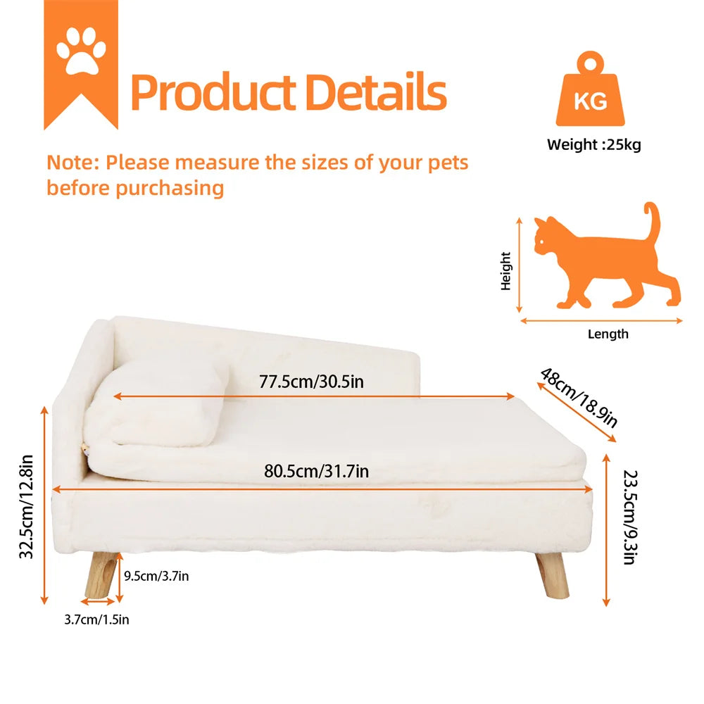 BORWARTCN Luxury Elevated Dog Sofa Bed With Wooden Legs
