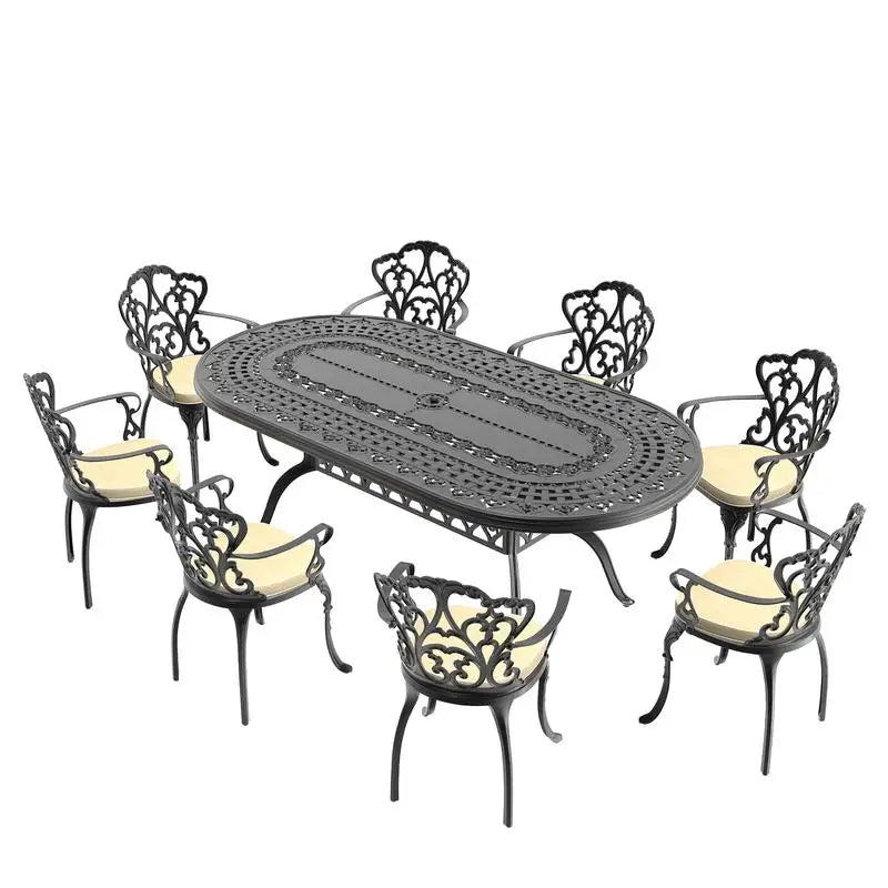 General Use WeatherResistantDurable 9Piece CastAluminum OutdoorPatio Furniture Set Collection