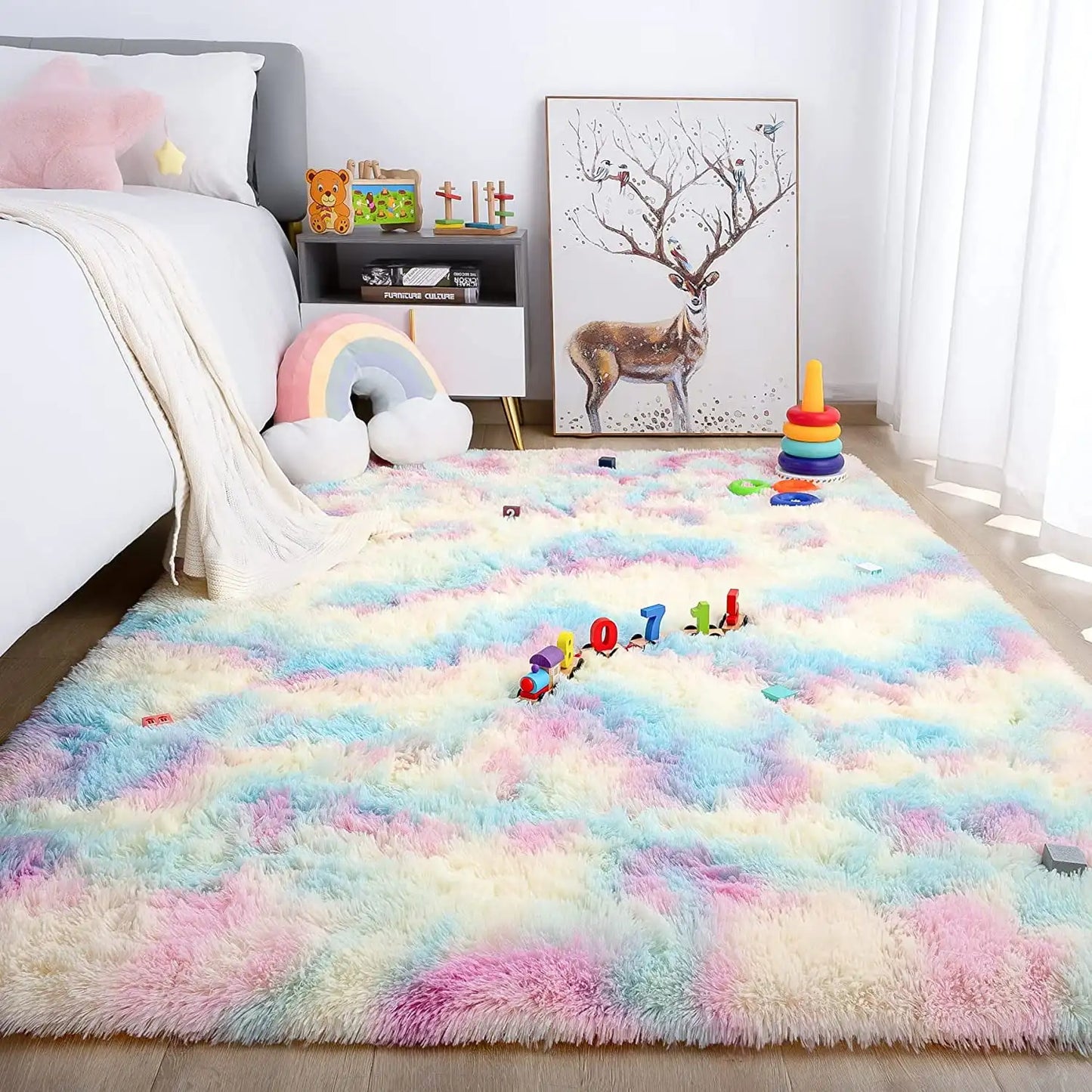 Lochas Super Soft Plush Tie Dye Velvet Rug For Living Room Bedroom Home Decor Kids Room