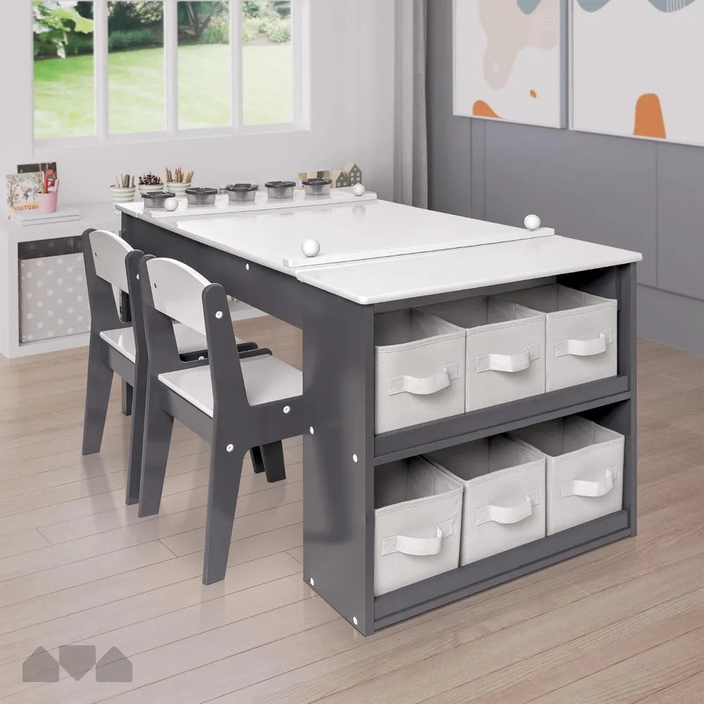 High-concerned Kids Art Table And Chair Set 2-in-1 Easel