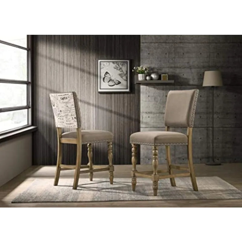 Birmingham 5 Piece Counter Height Dining Set With Nail Head Chairs Driftwood Finish For Kitchen
