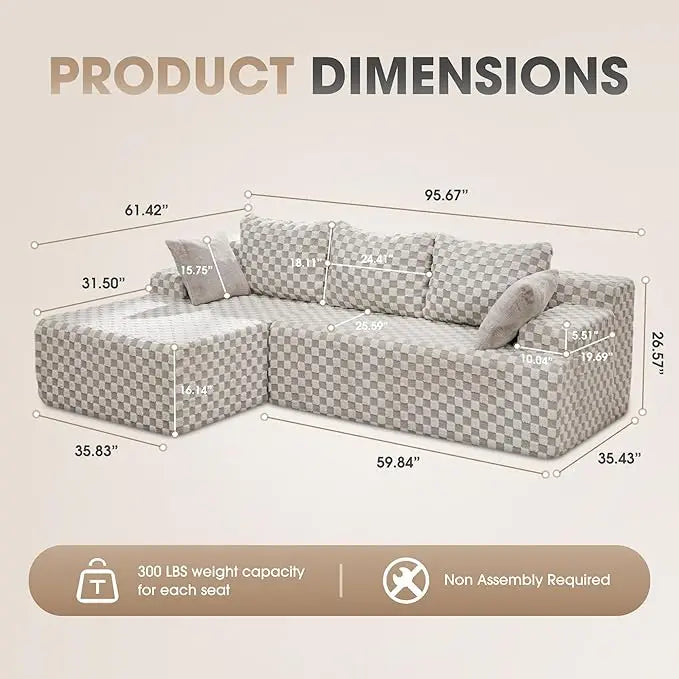 HUANZHUANG Modular L Shaped Sectional Sofa With Memory Foam