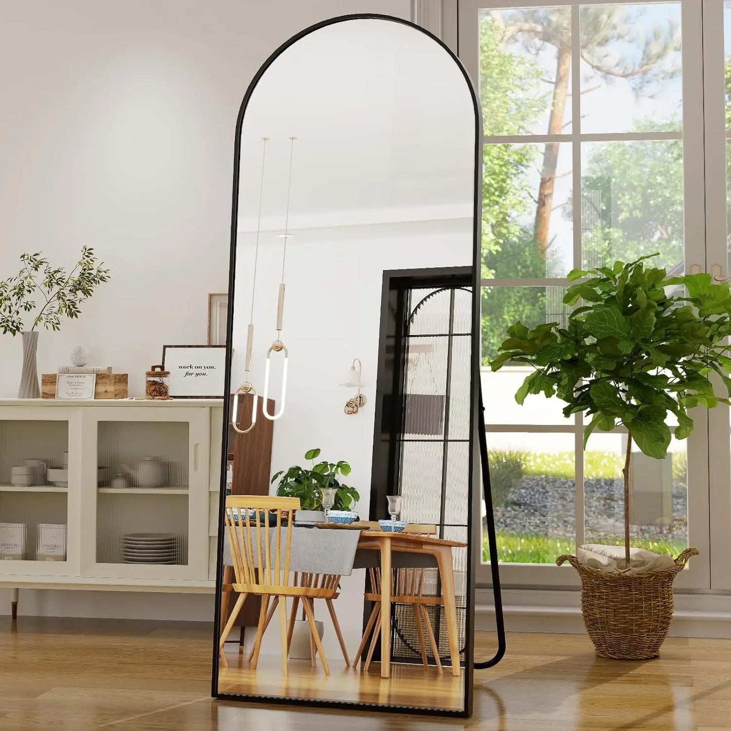 BEAUTYPEAK Arched Full Length Mirror Aluminum Frame