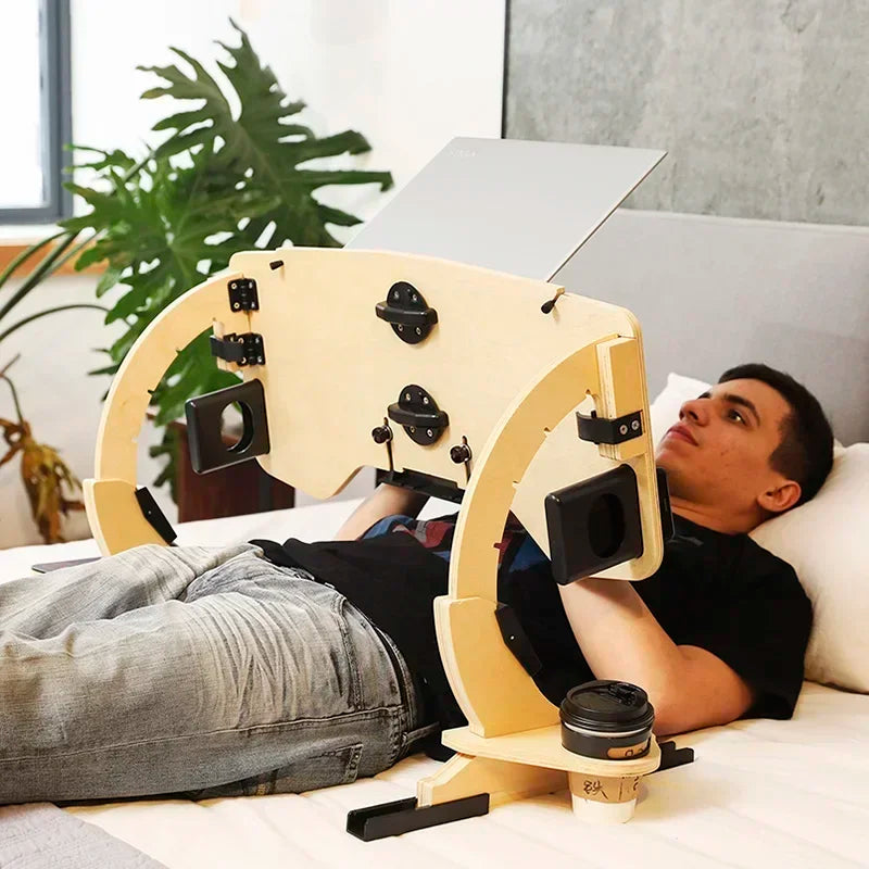 Folded Wooden Laptop Desk Bed Tray With Adjustable Angles Portable Notebook Table