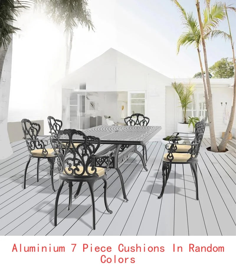 General Outdoor 7-Piece Cast Aluminum Dining Set With Swivel Chairs