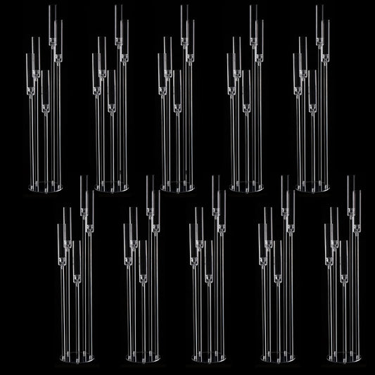 VINCIGANTCandle 10 Piece Acrylic Five Arm Candelabra Wedding Centerpiece Candlestick